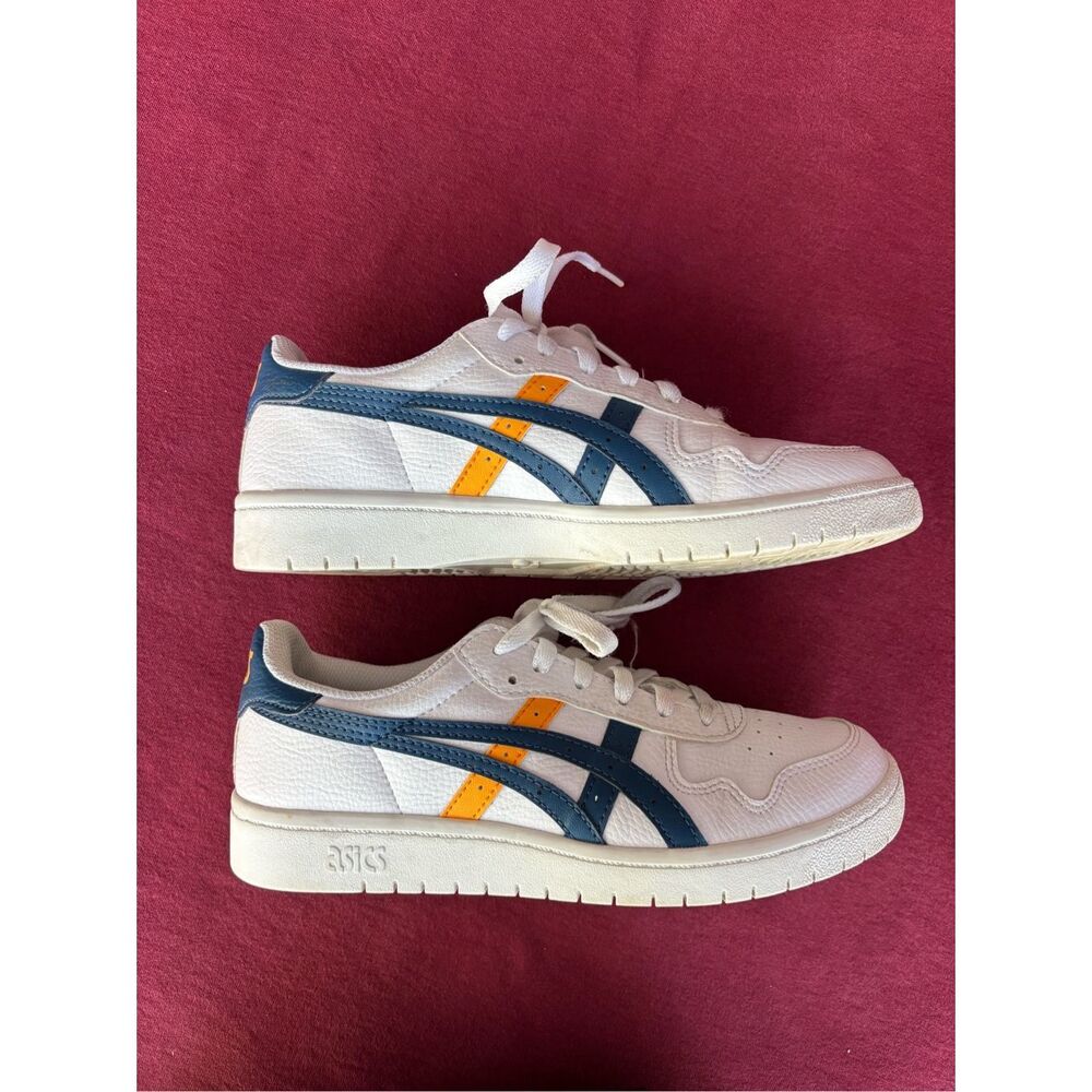 Asics White Japan S Sneakers with Navy and Orange Accents